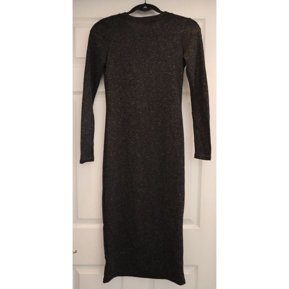 Aqua 7375 Women's Sz XS Charcoal Cashmere/Wool L/S Midi Sweater Dress - Picture 2 of 8